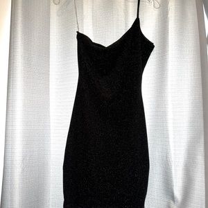 women’s sparkling black one-shoulder cocktail dress
